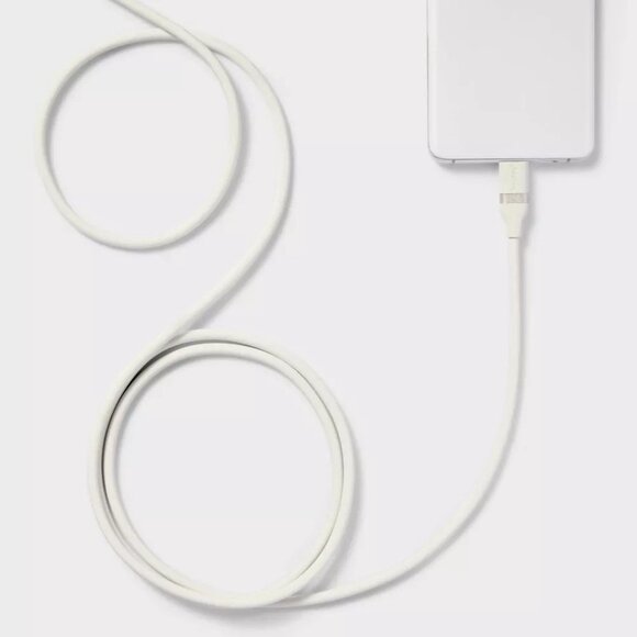 Heyday White 6' USB-C to USB-C Fast Charging Silicone Cable | Stocking Stuffer - Picture 4 of 5
